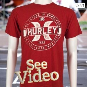 👛 (ANY 2/$20) HURLEY Classic Fit, 100 percent Cotton Short Sleeve Tee Shirt, Red